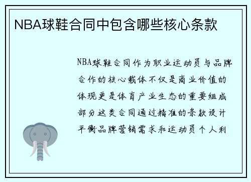 NBA球鞋合同中包含哪些核心条款